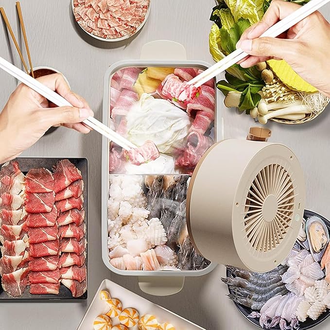 Mini Desktop Range Hood in use